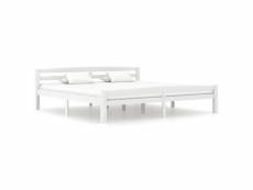 Cadre de lit blanc bois de pin massif 180x200 cm