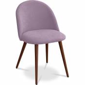 Chaise de salle à manger Evelyne Design Scandinave Premium - Piètement foncé Rose - Métal finition effet bois, Lin, Bois - Rose