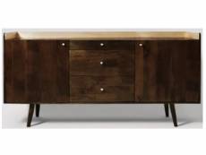Commode meuble de rangement en bois coloris marron - longueur 150 x hauteur 80 x profondeur 43 cm