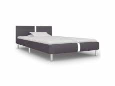 Contemporain lits et accessoires reference caracas cadre de lit gris similicuir 90 x 200 cm