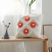Coussin carré en coton style Boho Bali (45x45 cm) coussin + rembourrage - Reyune Orange - Coton - Orange