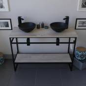 Cuisibane - Meuble salle de bain 120 cm avec deux vasques à poser structura- Noir - Noir