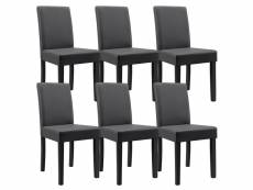 [en.casa] 6 chaises rembourrées (gris foncé) (de qualité supérieure) avec pieds en bois massif / housse en cuir synthétique / élégants /