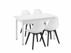 [en.casa] ensemble de table à manger et chaises set de table à manger et chaises mdf placage acier revêtu par poudre fritté plastique blanc noir 120 c