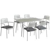 Ensemble table 140 cm et 6 chaises de jardin gris glacier