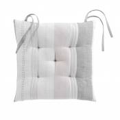Galette de chaise à rayures en coton recyclé - Blanc - 40 x 40 cm