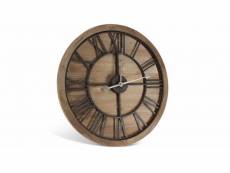 Grande horloge ancienne bois métal marron 60x3x60cm