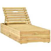 Helloshop26 - Transat chaise longue bain de soleil lit de jardin terrasse meuble d'extérieur bois de pin imprégné de vert - Bois