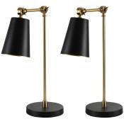 HOMCOM Lot de 2 lampes de table lampe de chevet style industriel angle réglable à 180° en métal pour salon chambre bureau