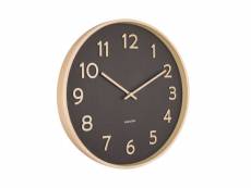 Horloge murale ronde pure en bois - noir - ø 40 x 4,5 cm - karlsson
