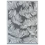 Idmarket - Tapis extérieur coco tropical gris et blanc 120 x 180 cm - Gris