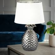 Lampe de table en céramique ananas design argent lampe textile de salon blanc dans un ensemble comprenant des ampoules led