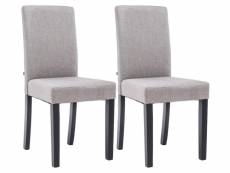 Lot de 2 chaises de salle à manger ina tissu avec pieds en bois , gris clair/noir
