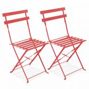 Lot de 2 chaises pliantes en acier rouges - Rouge