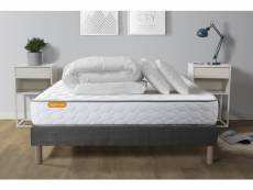 Matelas + sommier 160x200 + couette + 2 oreillers Pack