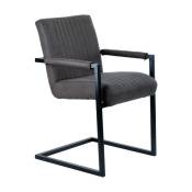 Meubletmoi - Chaise en microfibre gris anthracite et pieds luge métal noir - gigi