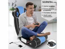 Miadomodo® fauteuil gaming à bascule - en simili cuir, haut-parleurs intégrés, avec système audio, ergonomique, pliable, bleu-noir - chaise à bascule