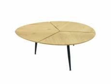 Milda - table basse ovale pieds métal et plateau bois