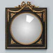 Miroir convexe cadre noir guirlande dorée 31x27cm