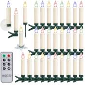 Monzana - Set de 30 bougies de Noël led sans fil Décoration lumineuse avec télécommande accessoires Bougies à piles pour sapin Multicolore