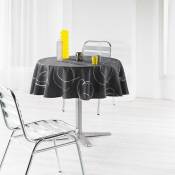 Nappe ronde polyester imprime Argent Bully Anthracite