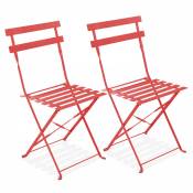 Oviala - Lot de 2 chaises pliantes en acier rouges - Rouge