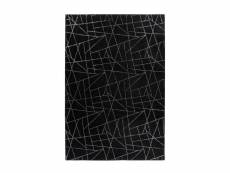 Paris prix - tapis géométrique à poils longs "bijou" noir & argent 80 x 150 cm