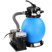 Pompe filtre à sable 9.600 l/h 400W pré-filtre réservoir xl raccord 2en1 32-38mm métal système de filtre à sable vanne 7 voies piscine