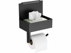 Rainsworth porte papier toilette sans perçage noir porte papier toilette design silencieux avec boite d'essuyage humide porte rouleau de mouchoirs ave