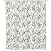 Rideau de douche en textile blanc/vert l.180 x H.200