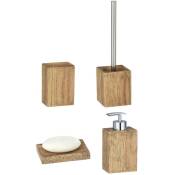 Set accessoires de salle de bain design bois Marla - 7 x 5 x 16 - Marron