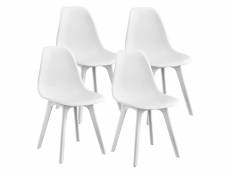 Set de 4 chaises design chaise de cuisine chaise de salle à manger plastique blanc 03_0003705