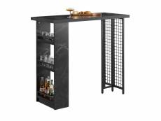 Sobuy fwt100-sch table de bar design, table bistrot avec 3 étagères, table haute de cuisine avec surfaces de rangement, effet marbre cadre en métal