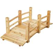 Stilista - Pont en bois avec balustrade 150 x 65 x 53 cm, huilé, charge maximale 150 kg, choix de couleurs, brun clair
