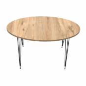 Table basse ovale de salon coloris chêne granit