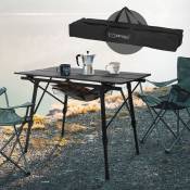 Table de Camping Pliante Noir, 90x51,5 cm, Aluminium,
