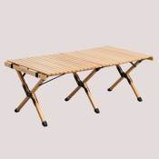 Table de camping pliante rectangulaire en bois de hêtre