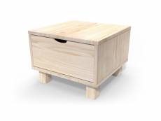 Table de chevet bois cube + tiroir brut CHEVCUB-B