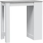 Table haute avec étagères en mélamine coloris blanc effet ciment - Longueur 103 x Profondeur 50 x Hauteur 105 cm Pegane
