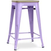 Tabouret de bar design industriel - bois et acier - 61cm - Stylix Violet pastel - Bois, Acier - Violet pastel
