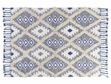 Tapis en coton 140 x 200 cm beige clair et bleu manavgat