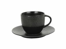 Tasse à thé et sous-tasse vésuvio noir 22 cl (lot
