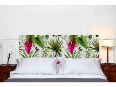 "tête de lit en tissu sous les tropiques, fixation murale"