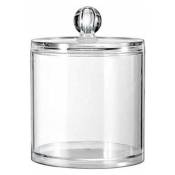 1 pot de rangement vide en acrylique transparent avec couvercle transparent, organisateur de maquillage, cotons-tiges, boîte distributrice pour la