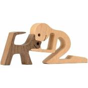 Cadeau unique sculpté à la main en bois chien statue