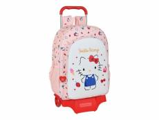 Cartable à roulettes hello kitty happiness girl rose blanc (33 x 42 x 14 cm)