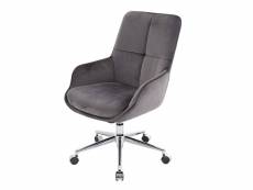 Chaise de bureau hwc-j64, chaise pivotante avec accoudoirs réglable en hauteur velours ~ gris foncé
