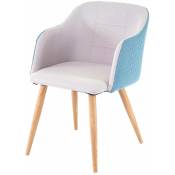 Chaise de salle à manger HHG 237, chaise de cuisine, accoudoirs tissu/textile gris clair-turquoise - grey