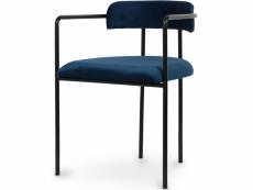 Chaise de salle à manger tapissée - velours - garne bleu foncé
