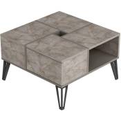 Cotecosy - Table basse carrée avec rangement Equinox Bois Marron clair effet marbre - Marron clair